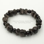 Silver Sheen Obsidian Teddy Bear and Onyx Bracelet ซิลเวอร์ชีน ออบซิเดียน แกะรูปเทดดี้แบร์ สื่อถึง ความรัก ความห่วงใย จากผู้ให้17x13 และ โอนิกซ์ 8 มม เหมาะสำหรับเป็นของขวัญ