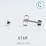 (ส่งฟรี แถมฟรีแป้นหมุดตัน)ต่างหูสำหรับผิวแพ้ง่าย 3MM STAR สแตนเลสเกรดการแพทย์ ปลอดภัย 100%_STD029