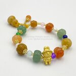 Multi Color Aventurine อเวนเจอรีนแกะรูปฟักทอง ห้อยน้ำเต้า ประดับลาบูบู้ (Labubu) เงินแท้ชุบทอง 10 มม นำพาโอกาส โชค มั่งคั่ง ความสุข และความรุ่งเรืองมาสู่คุณ