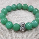 Green Aventurine กรีนอะเวนเจอรีน อเวนเจอรีน 12 มม หินที่นำโอกาส โชค และความรุ่งเรืองมาสู่คุณ ประดับนกฮูกเงินแท้ เพิ่มพลังบวกและรอบรู้มีปัญญาดั่งนกฮูก