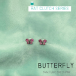 (สำหรับเจาะที่ร้านเท่านั้น)แป้นหมวก สแตนเลสเกรดการแพทย์ ผีเสื้อCZชมพู แพคเกจปลอดเชื้อ ปลอดภัย100%