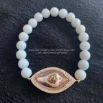 พระสังข์ สั่งรวย ครูบากฤษณะ อินทวัณโณ นำไปล้อมกรอบ อัดกันน้ำ ฝังพลอย White Zircon ไวท์เซอร์คอน ร้อยพร้อม หยกพม่า 8 มม *Pre-order*