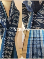 ผ้าฝ้ายคลุมไหล่ย้อมคราม ทอมือ ออร์แกนิค