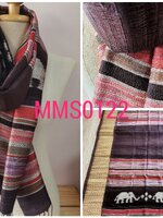 ผ้าพันคอ-ผ้าคลุมไหล่ไหมบ้านแท้ทอมือ ลายมัดหมี่-มัดย้อม