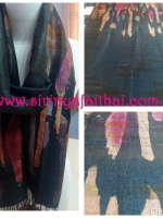 ผ้าพันคอ-ผ้าคลุมไหล่ไหมแท้ทอมือ เพ้นท์บาติก Thai Silk Hand Painting Batik