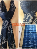 ผ้าฝ้ายคลุมไหล่ย้อมคราม ทอมือ ออร์แกนิค