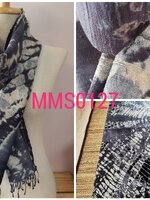 ผ้าพันคอ-ผ้าคลุมไหล่ไหมบ้านแท้ทอมือ ลายมัดหมี่-มัดย้อม