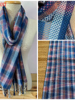 ผ้าพันคอ ผ้าฝ้าย ย้อมคราม ทอมือ ออร์แกนิก