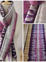 ผ้าคลุมไหล่ไหมบ้านแท้ทอมือ ลายมัดหมี่