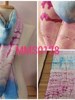 ผ้าพันคอ-ผ้าคลุมไหล่ไหมบ้านแท้ทอมือ ลายมัดหมี่-มัดย้อม