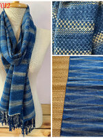 ผ้าพันคอ ผ้าฝ้าย ย้อมคราม ทอมือ ออร์แกนิก