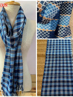 ผ้าพันคอ ผ้าฝ้าย ย้อมคราม ทอมือ ออร์แกนิก