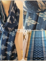 ผ้าฝ้ายคลุมไหล่ย้อมคราม ทอมือ ออร์แกนิค