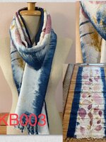 ผ้าคลุมไหล่ย้อมครามฝ้ายแท้ Eco Print