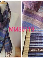 ผ้าพันคอ-ผ้าคลุมไหล่ไหมบ้านแท้ทอมือ ลายมัดหมี่-มัดย้อม