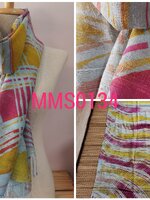 ผ้าพันคอ-ผ้าคลุมไหล่ไหมบ้านแท้ทอมือ ลายมัดหมี่-มัดย้อม