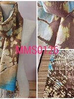 ผ้าพันคอ-ผ้าคลุมไหล่ไหมบ้านแท้ทอมือ ลายมัดหมี่-มัดย้อม