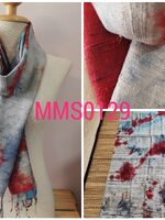 ผ้าพันคอ-ผ้าคลุมไหล่ไหมบ้านแท้ทอมือ ลายมัดหมี่-มัดย้อม