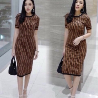 ชุดเดรส เดรสFendi สีน้ำตาล