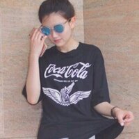 เสื้อยืดโค้กCola Cola แต่งขาดๆเซอร์ สีดำ S