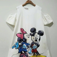 มินิเดรส ลายมิกกี้เม้าส์ สีขาว