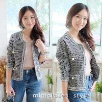 เสื้อคลุมผ้าทวิตสไตล์ชาแนล สีเทา