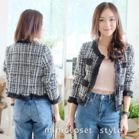 เสื้อคลุมแขนยาว ผ้าทวิตสไตล์ชาแนล สีดำ