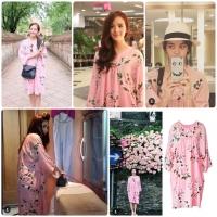 เดรส Soda เดรสสีชมพูลายกุหลาบแบบที่เหล่าดาราใส่กันเยะมากๆ Size:S