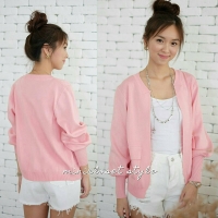 เสื้อคลุมไหมพรม สีชมพู