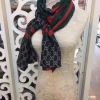 ผ้าคลุมไหล่ ผ้าพันคอ ทอลายGucci สีดำ