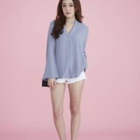 เสื้อเชิ้ตทรงสวยเรียบหรูดูแพง สีฟ้าหม่น