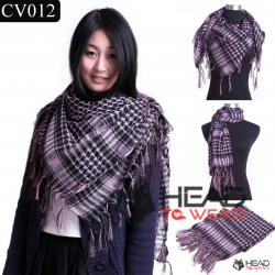 ผ้าพันคอชีมัค Shemash (เนื้อผ้า Viscose) : สีชมพูอ่อน-ดำ CV012