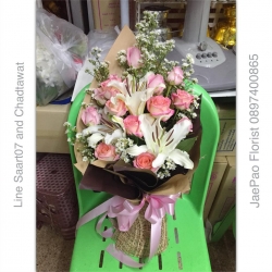 ช่อดอกไม้กุหลาบ ลิลลี่