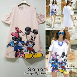 New Arrival เดรสมิกกี้เม้าท์น่ารักฝุดๆ คร้า เดรสผ้าเนื้อลินินด้านในรัดซับติดกับตัวผ้าไม่บางค่ะ เนื้อดีมากๆ ขอบอก ดีเทลแขนเว้าปลายแขนระบาย สกรีนลายมิกกี้เม้าท์ประดับเพชรสีๆ อย่างดี สาวๆ ห้ามพลาดนะค่ะงานจริงสวยมว๊ากกก