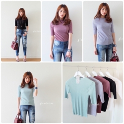 เสื้อแขนสั้นอัดพลีท เนื้อนิ่มบาง ใส่สบายในหน้าร้าน พูดเลยว่า ไม่อ้วนนะ ใส่แล้วผอมเพรียวค่า