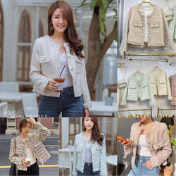 เสื้อคลุมผ้าทวิต เสื้อทวีตชาแนลสไตล์เกาหลี เสื้อทวิตรุ่นใหม่ขายดีมากกกก