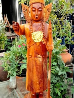 เทพทันใจไม้แกะสลัก ขนาดสูง23นิ้ว นัตโบโบจี