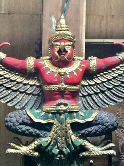 พญาครุฑไม้สัก ขนาด145ซม ครุฑไม้แกะ