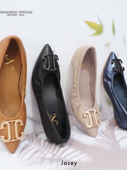 ทรงปกติ: สินค้าลดราคา ไม่รับเปลี่ยน-คืน ทุกกรณึ Zenachoo รุ่น Jacey สูง 1 นิ้ว รองเท้าหนังแกะแท้ ส้นเตารีด พื้นนุ่ม