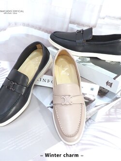ทรงใหญ่ ลด 1 ไซส์ เปลี่ยนไซส์ได้-ไม่รับคืน Zenachoo รุ่น Winter charms รองเท้าหนังแกะแท้ loafer หนังแกะนุ่ม ใส่สบายมาก