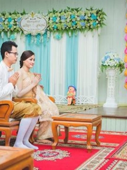 ซุ้มถ่ายภาพงานแต่ง ดอกไม้แห้ง ธีมเขียวขาว