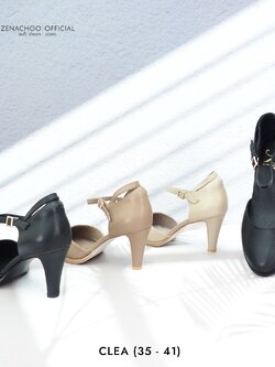 ทรงปกติ เปลี่ยนไซส์ได้-ไม่รับคืน Zenachoo รุ่น Clea สูง 2.5 นิ้ว รองเท้าหนังแกะแท้ หนังนิ่ม พื้นนุ่ม