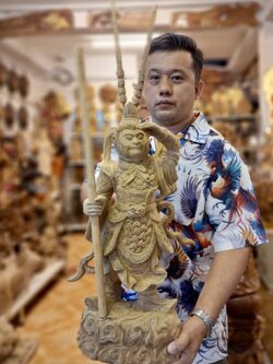 เทพเจ้าเห้งเจียแกะสลักไม้สักทอง ไต่เสี่ยฮุกโจ้ว ซุนหงอคง Sun Wukong