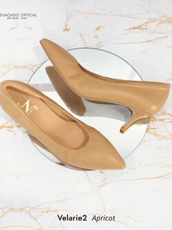 ทรงปกติ เปลี่ยนไซส์ได้-ไม่รับคืน::รุ่นขายดี Zenachoo Velarie2 สูง 2 นิ้ว สี Apricot รองเท้าหนังแกะแท้ หัวแหลมหน้ากว้าง