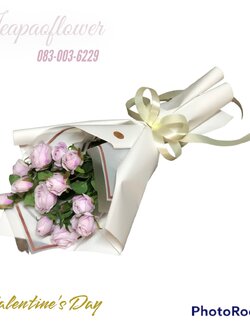 ช่อดอกไม้ประดิษฐ์ กุหลาบสีม่วง ดอกไม้เกรดเอ