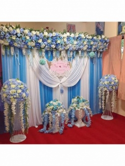 ฉากผ้าดอกไม้ สำหรับรับไหว้ 2.5 m x 2.2 m