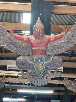 ครุฑไม้สัก ขนาด1เมตร องค์ใหญ่ ครุฑไม้แกะสลัก