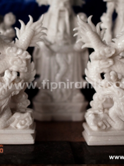 มังกรหินหยกขาว 40 เซนติเมตร หินอ่อน