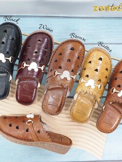 เท้ากว้างบวก 1 ไซส์ สินค้าลดราคา ไม่รับเปลี่ยน-คืน Zenachoo รองเท้าสุขภาพ Ryonh สูง 1.5 นิ้ว หนังแท้ ปิดหัวหนังนุ่ม พื้นนิ่มมาก