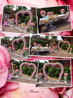 ซุ้มหัวใจ ดอกไม้แห้ง ธีมสีชมพู